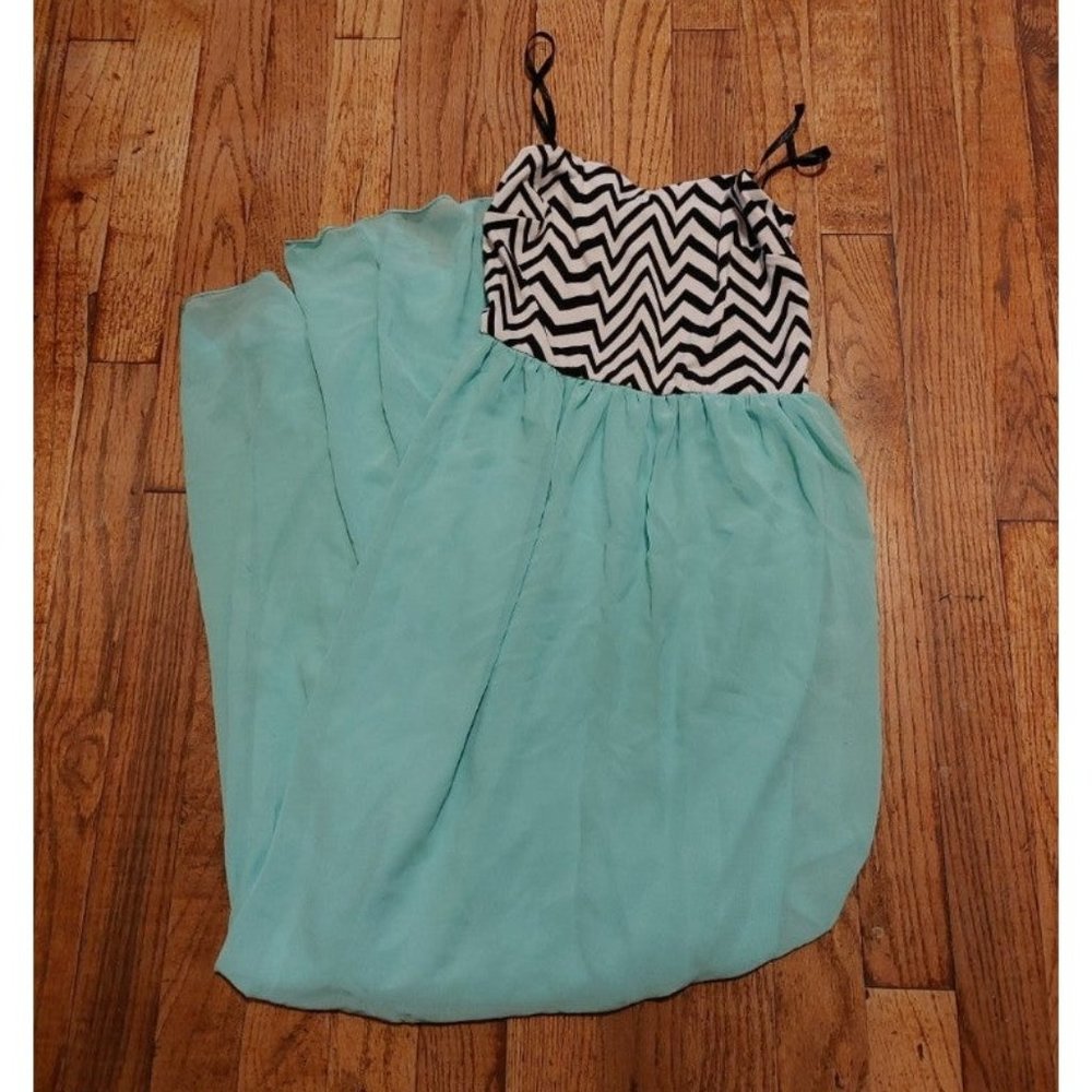 Sweet storm mint green spaghetti straps maxi dress size small